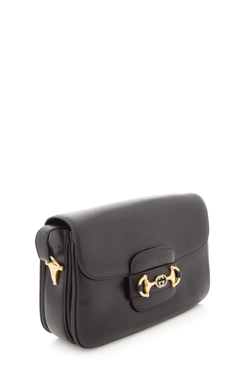 Gucci Black Leather Old Horsebit Crossbody Handbag