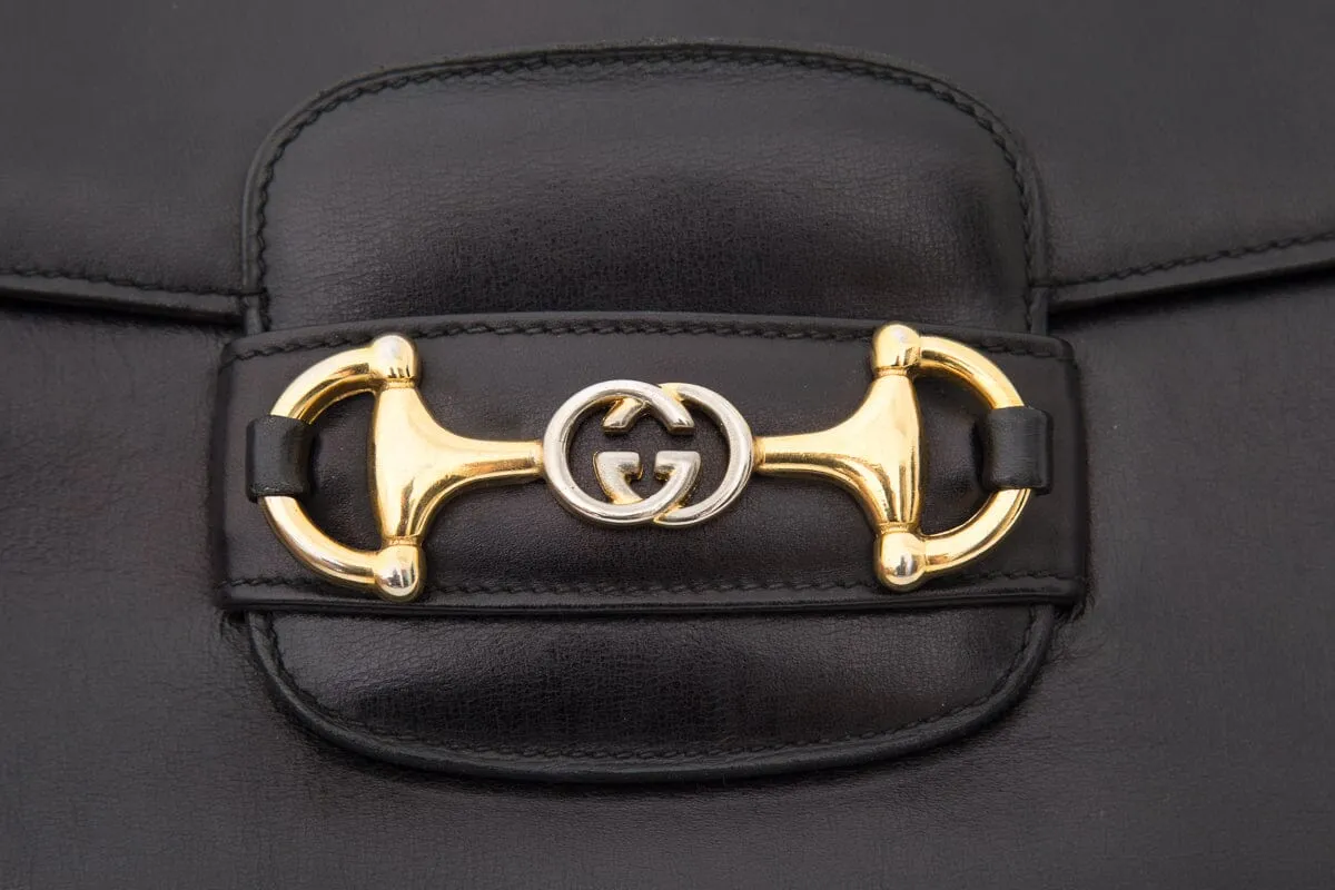 Gucci Black Leather Old Horsebit Crossbody Handbag