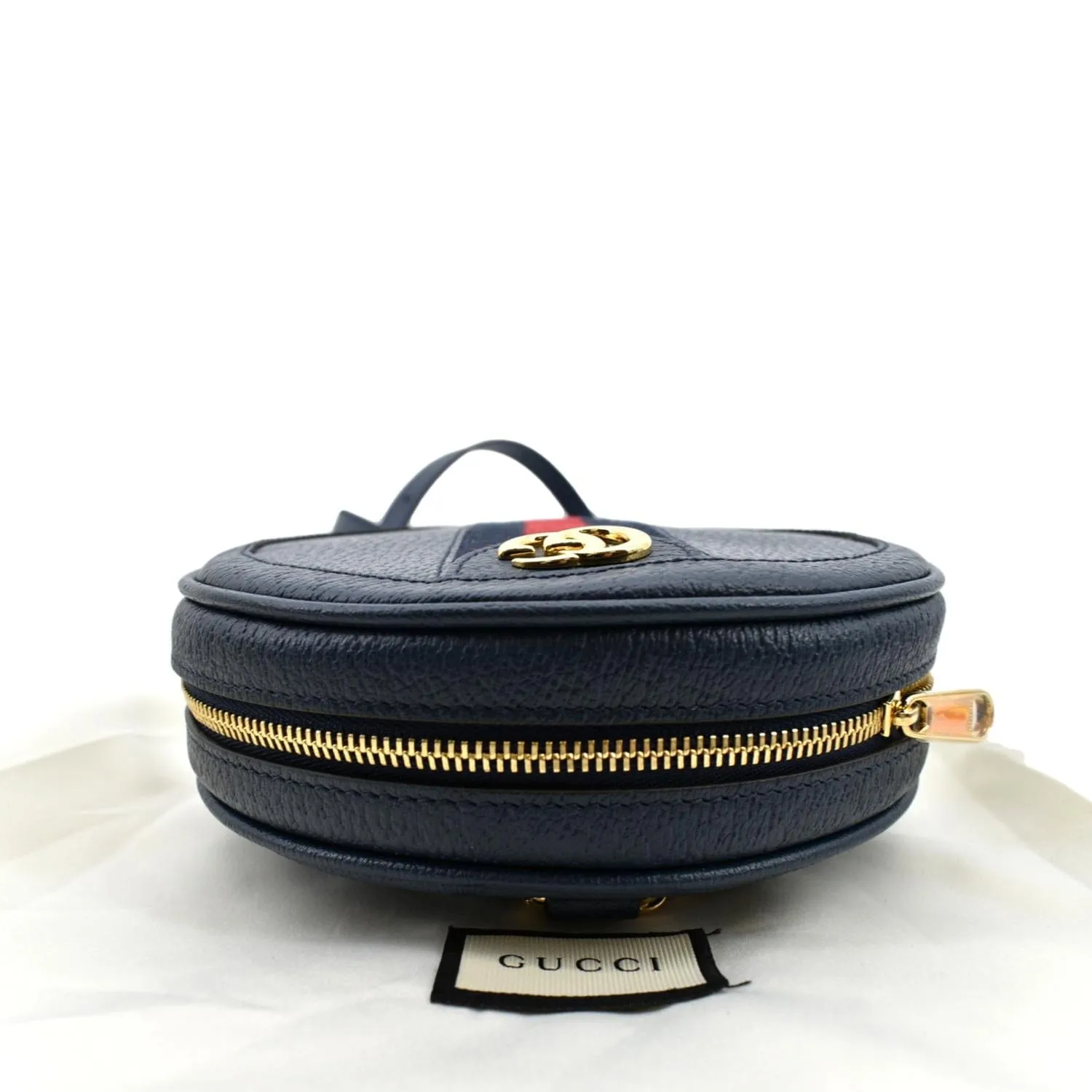 GUCCI Ophidia Mini GG Round Web Monogram Leather Backpack Bag Blue 598661