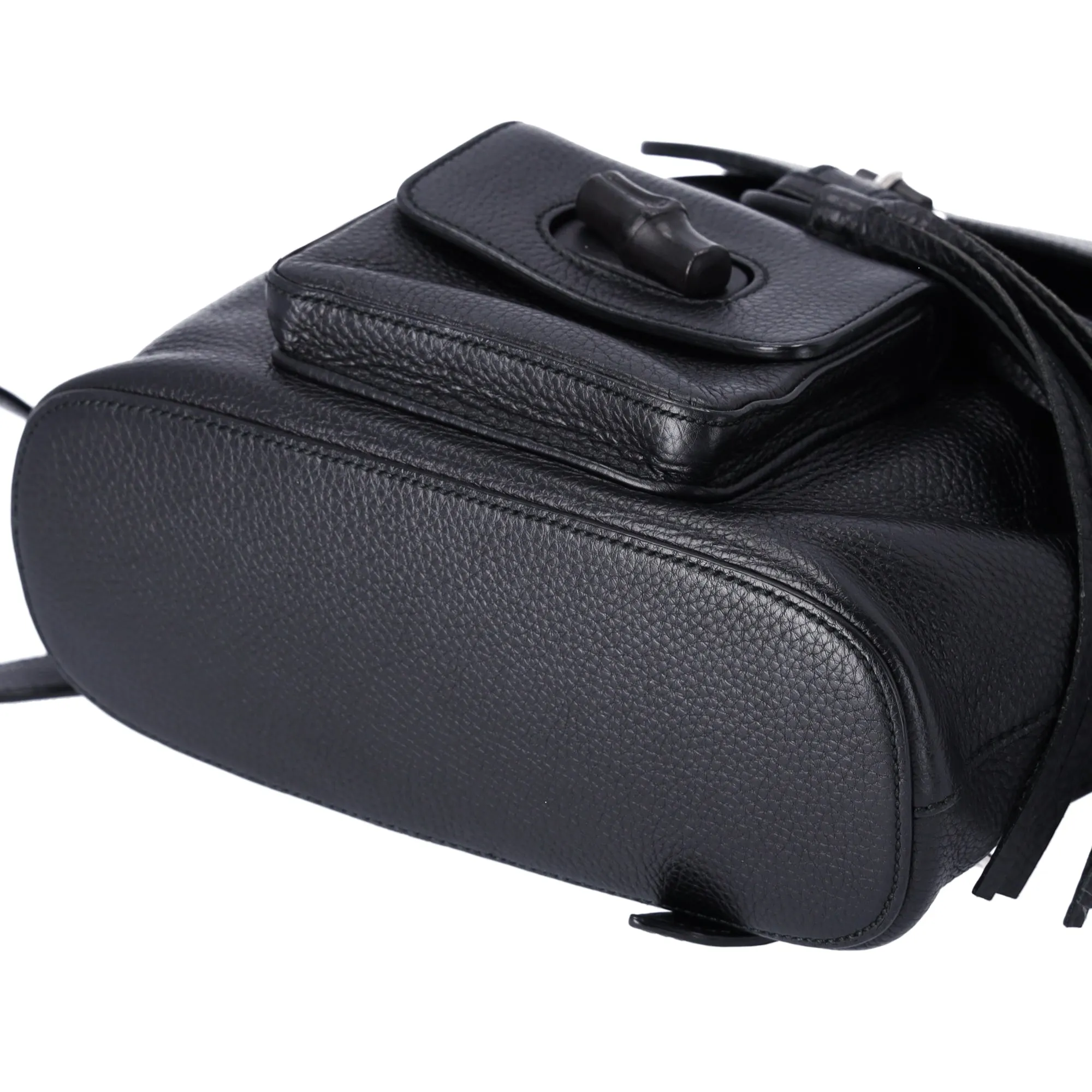Gucci Small Bamboo Backpack Black 387149 Leather Wood