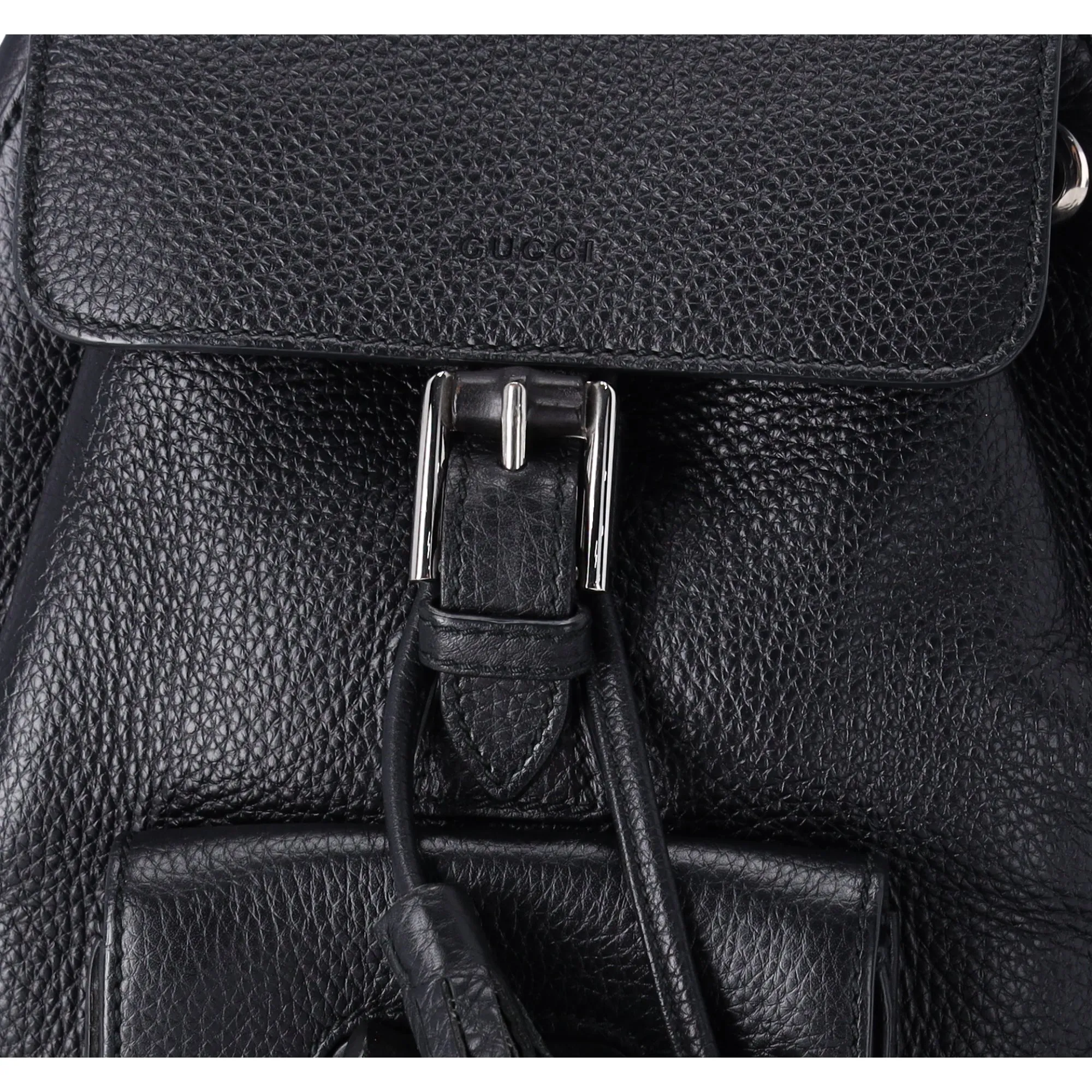 Gucci Small Bamboo Backpack Black 387149 Leather Wood