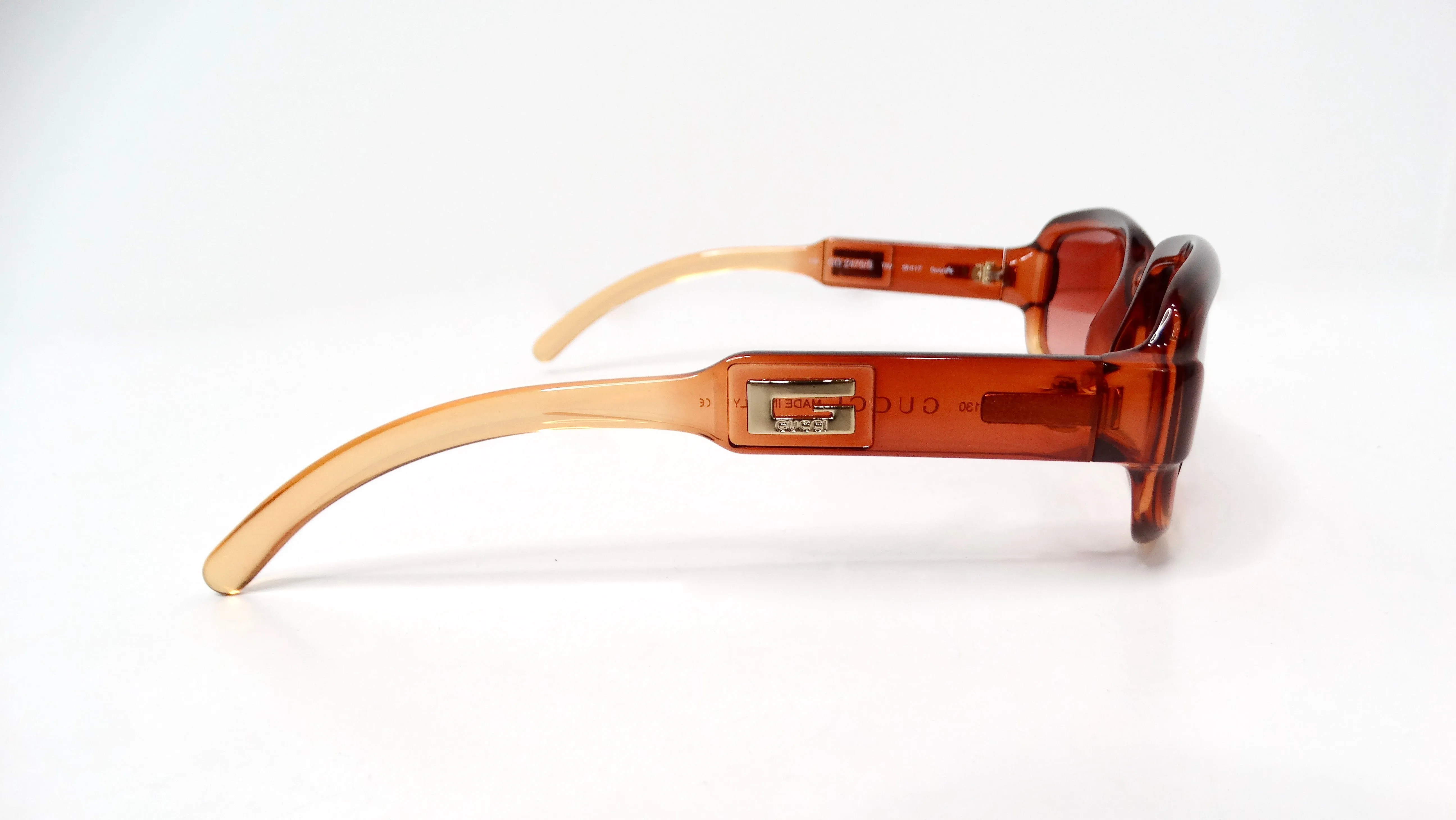 Gucci Translucent Brown Square Ombre Gradient Sunglasses