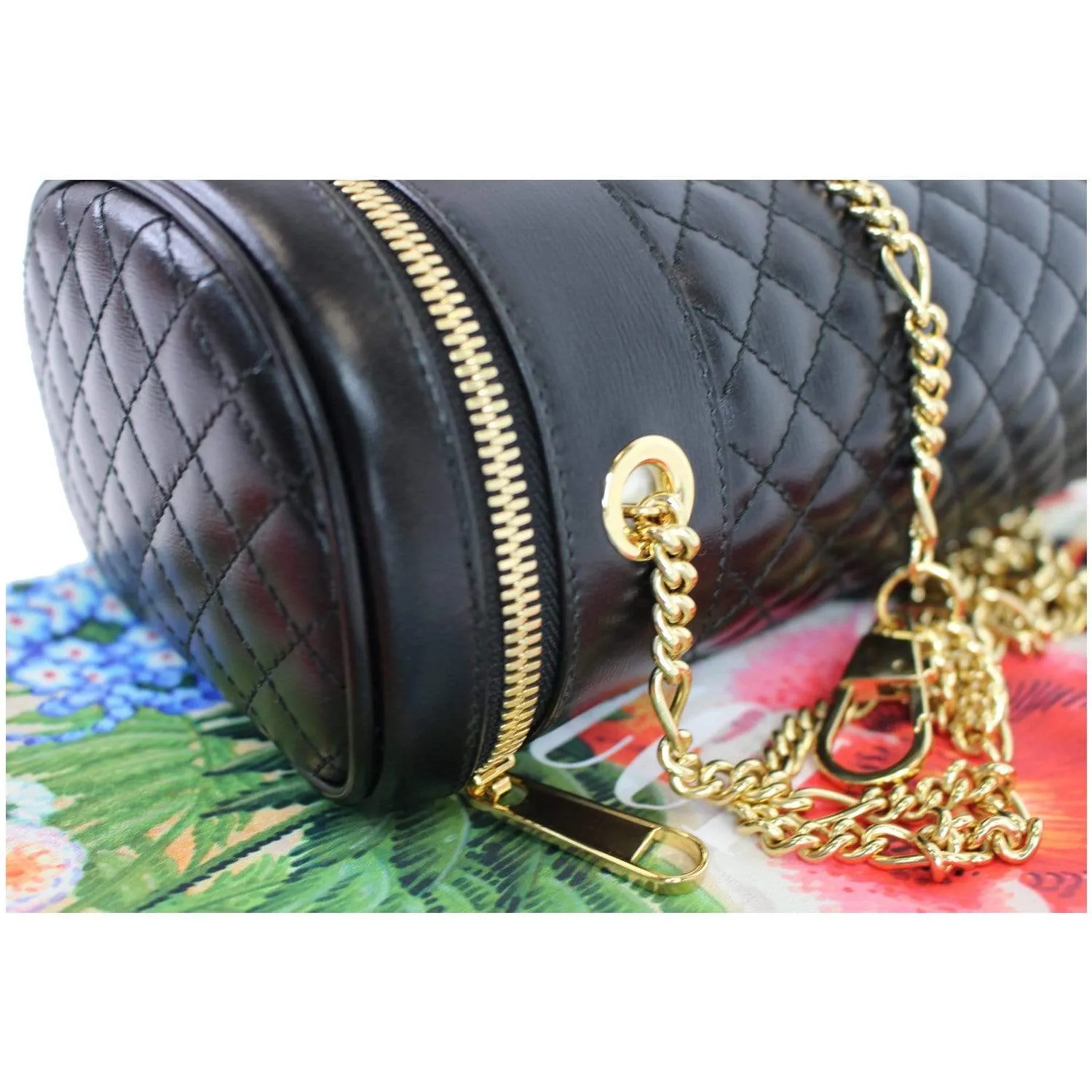 GUCCI Trapuntta Calfskin Leather Belt Crossbody Bag Black 572298 - Final Sale