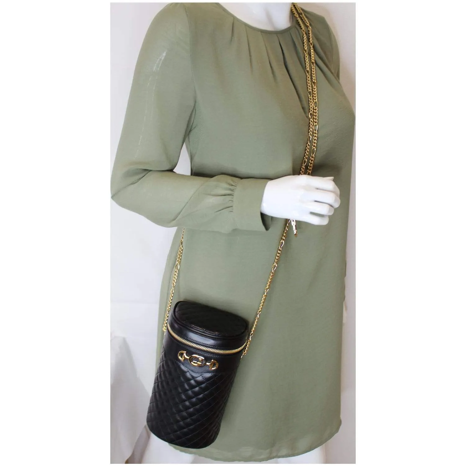 GUCCI Trapuntta Calfskin Leather Belt Crossbody Bag Black 572298 - Final Sale