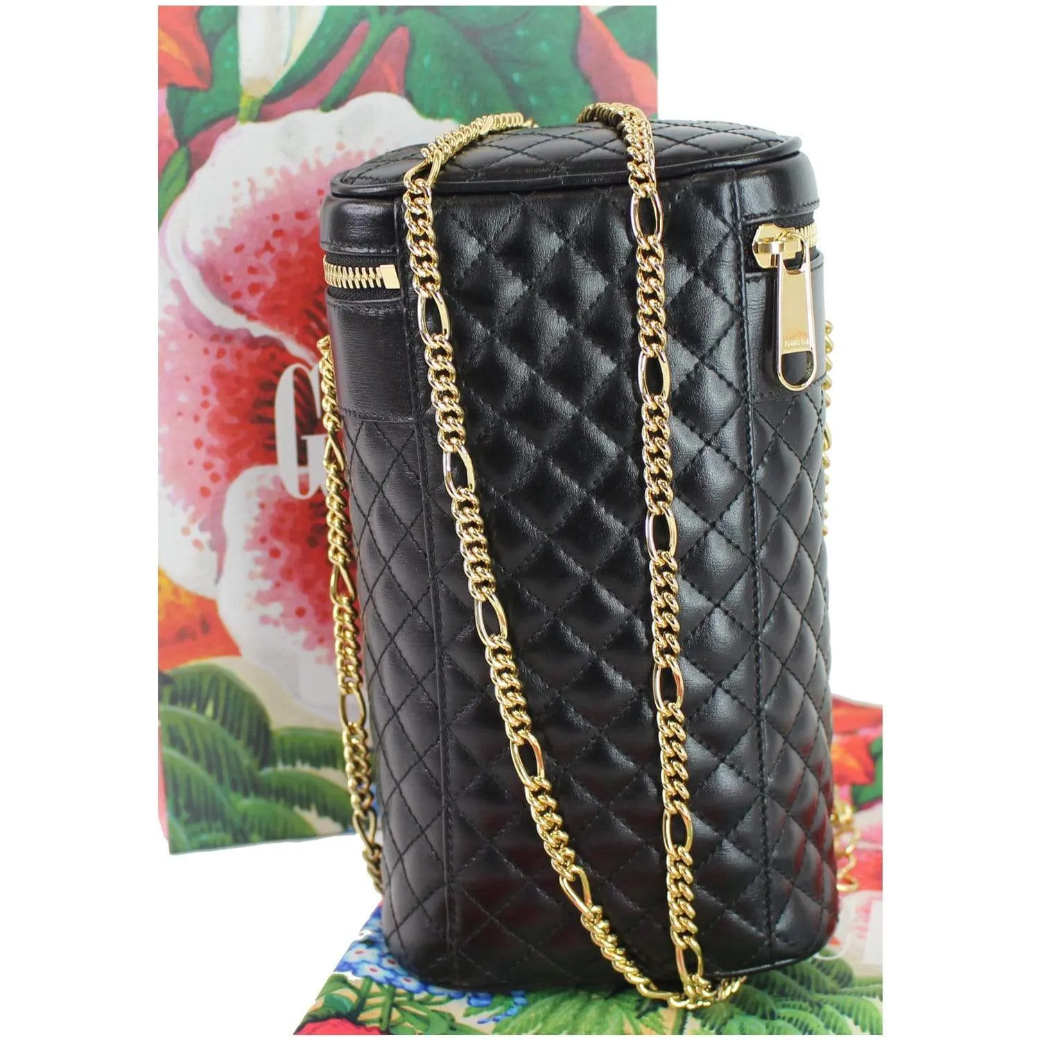 GUCCI Trapuntta Calfskin Leather Belt Crossbody Bag Black 572298 - Final Sale