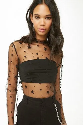 Harajuku Mesh Top Transparent net shirt