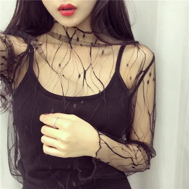 Harajuku Mesh Top Transparent net shirt