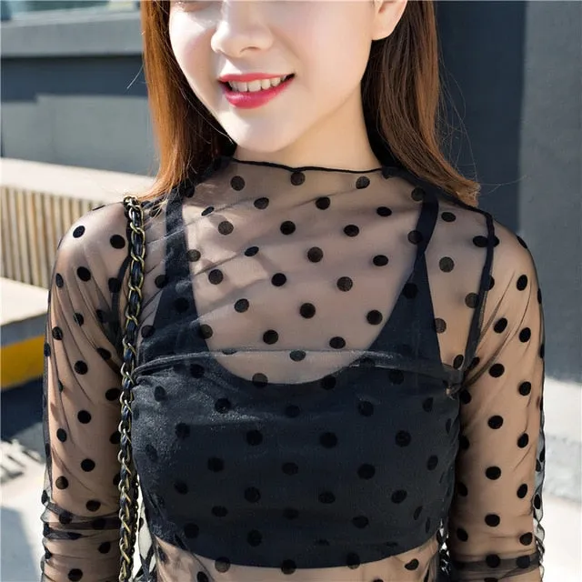 Harajuku Mesh Top Transparent net shirt