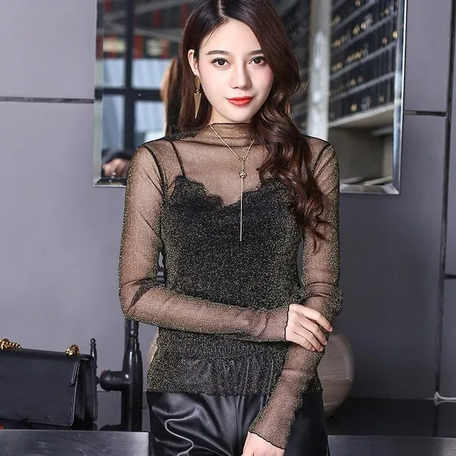 Harajuku Mesh Top Transparent net shirt