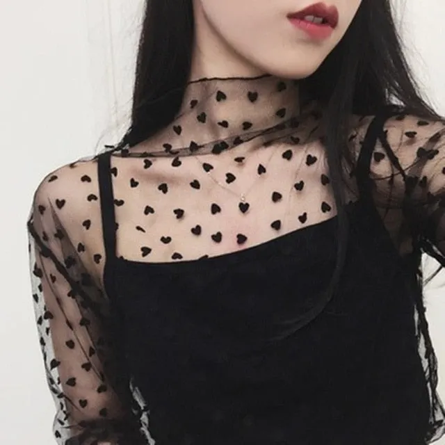 Harajuku Mesh Top Transparent net shirt