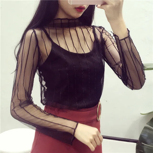 Harajuku Mesh Top Transparent net shirt