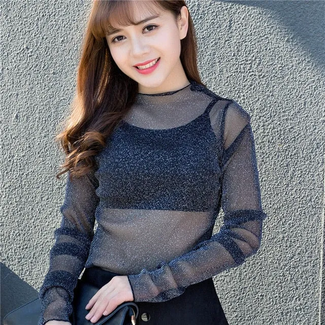Harajuku Mesh Top Transparent net shirt