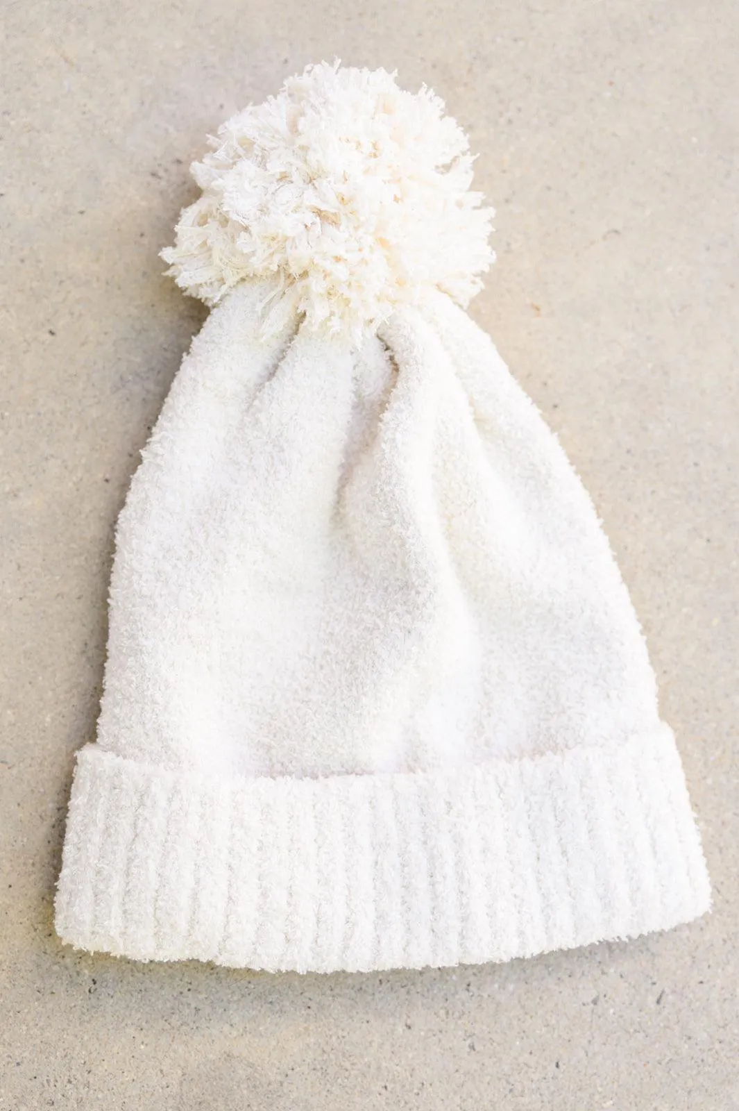 Hazel Blues® | Slouchy Boucle Pom Beanie In Ivory