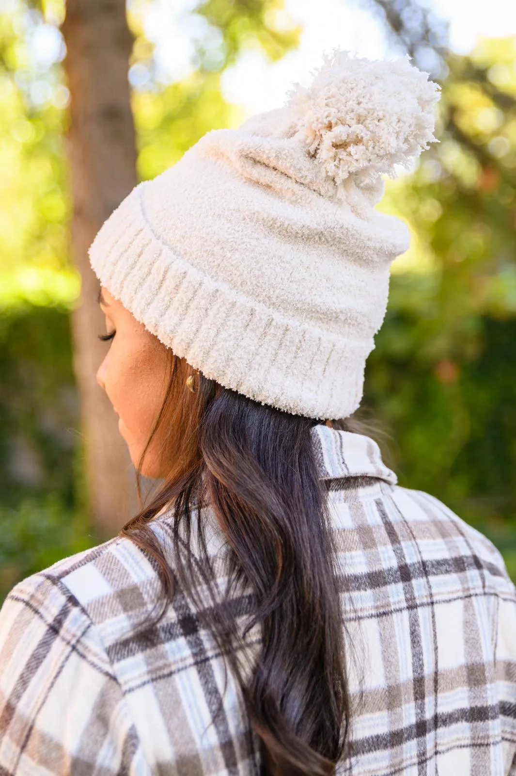 Hazel Blues® | Slouchy Boucle Pom Beanie In Ivory