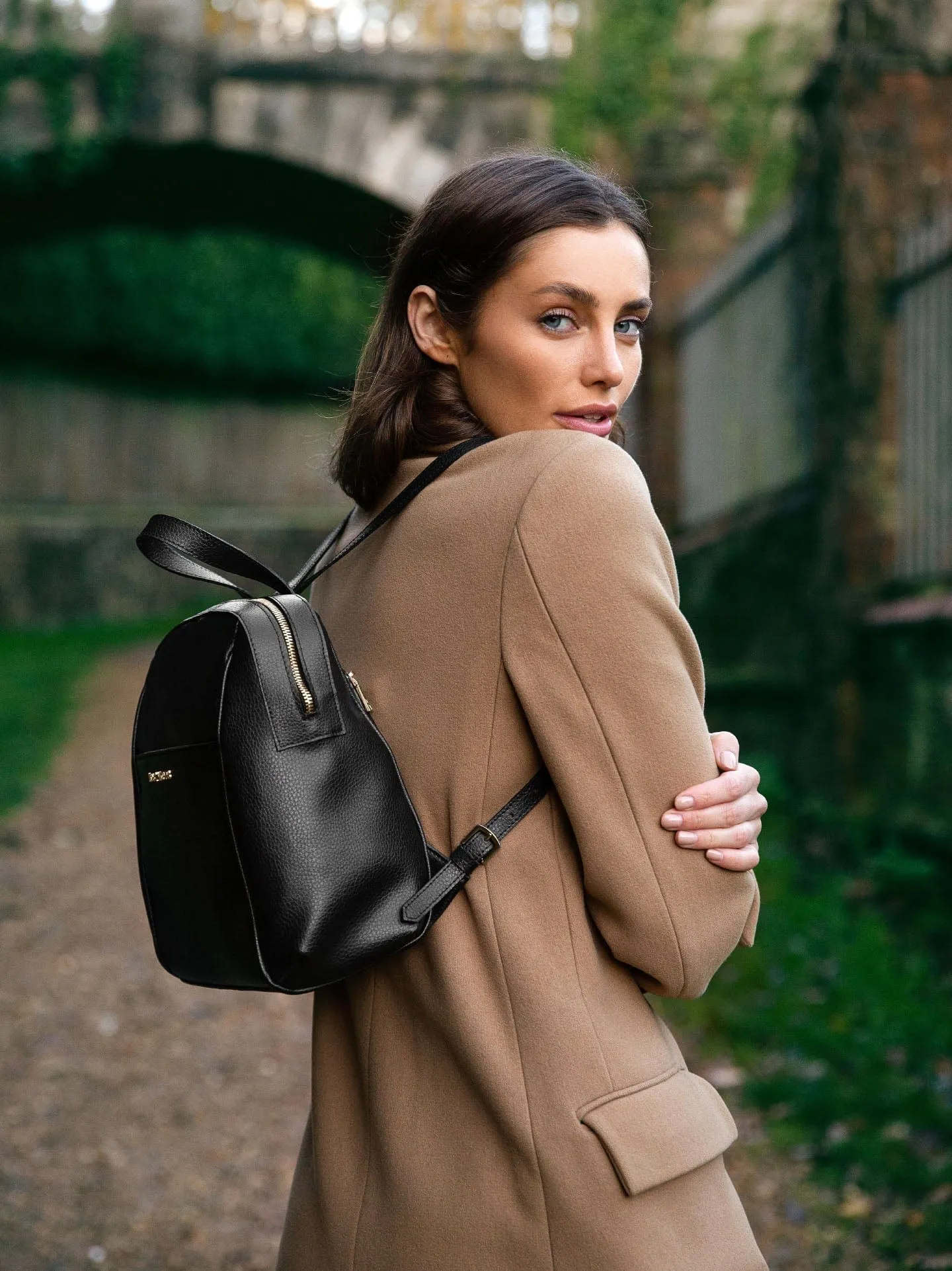 Hazel MIRUM® Leather Vegan Backpack | Black & Gold