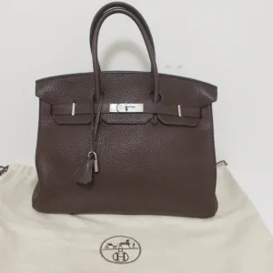 HERMES Birkin 35cm Brown Togo Leather/Palladium Hardware K Stamp-2007