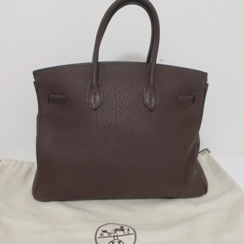 HERMES Birkin 35cm Brown Togo Leather/Palladium Hardware K Stamp-2007