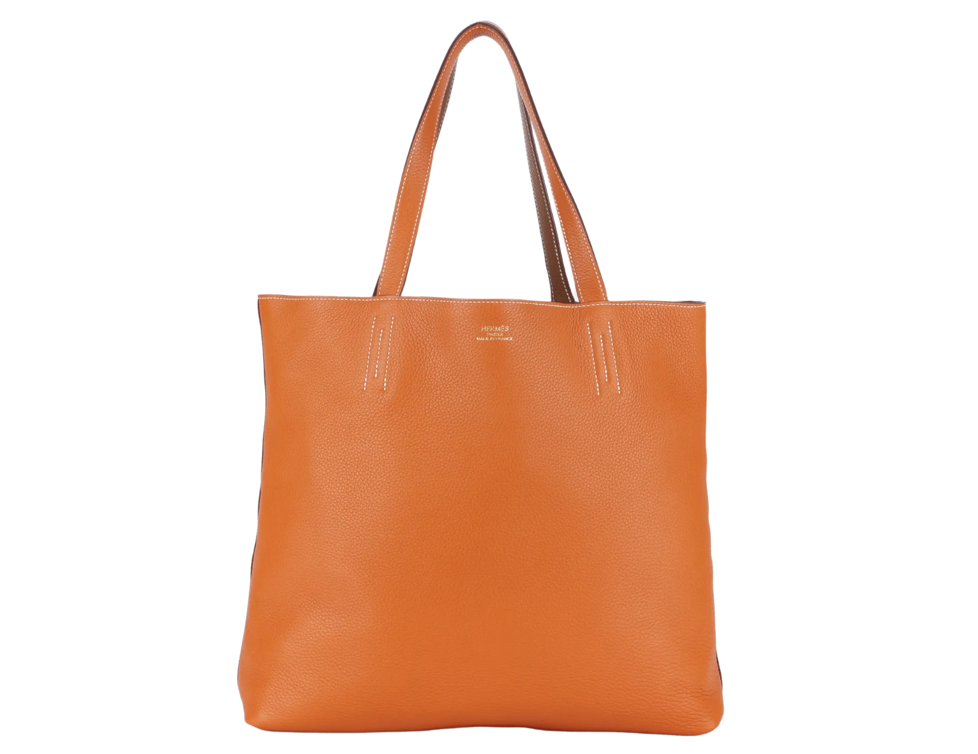 HERMES DOUBLE SENS TOTE 36 ORANGE GOLD TAURILLON CLEMENCE LEATHER STAMP Q SQUARE (2013) WITH DUST COVER