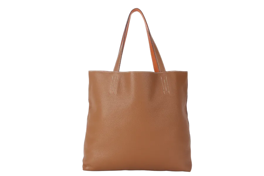 HERMES DOUBLE SENS TOTE 36 ORANGE GOLD TAURILLON CLEMENCE LEATHER STAMP Q SQUARE (2013) WITH DUST COVER