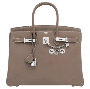 Hermes Etoupe Togo 35cm Birkin Palladium Hardware