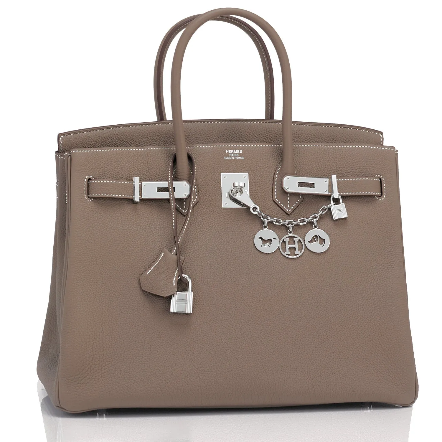 Hermes Etoupe Togo 35cm Birkin Palladium Hardware