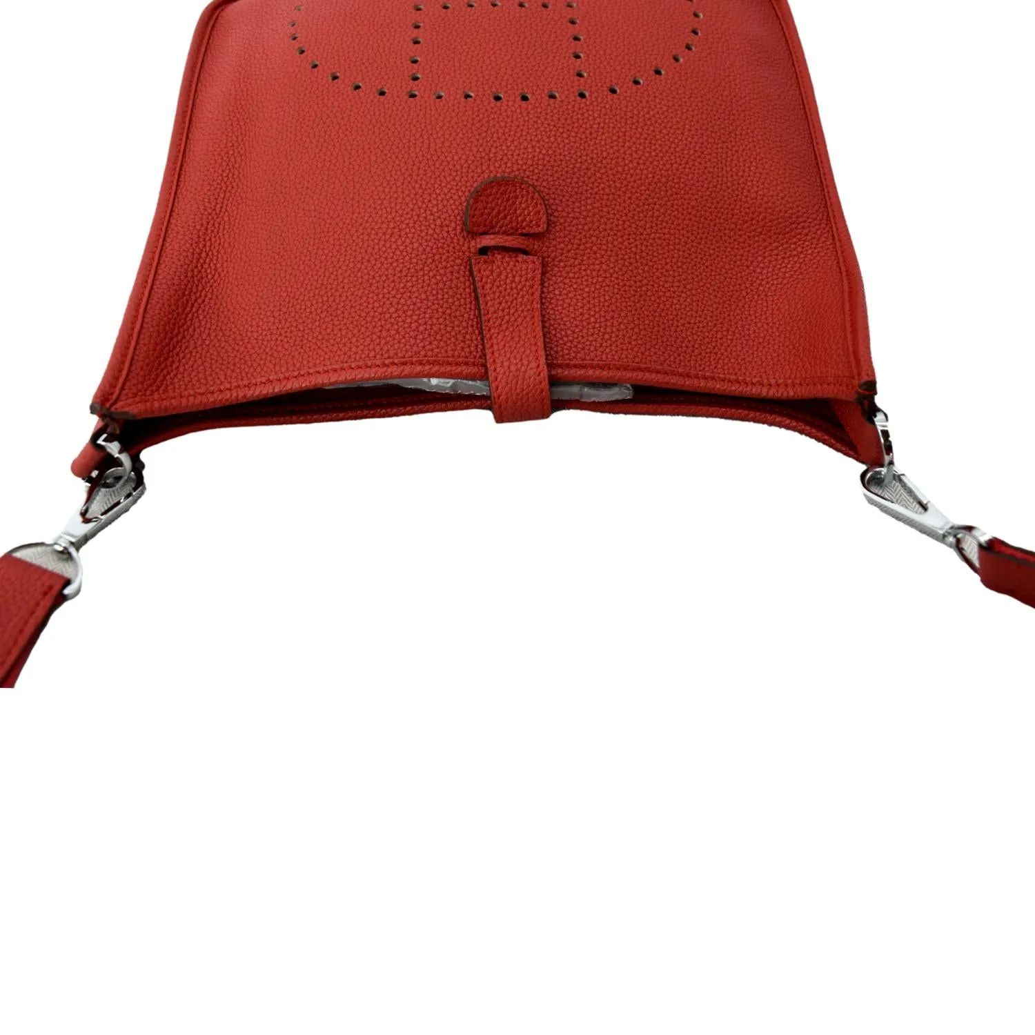 HERMES Evelyne III Clemence Leather Crossbody Bag Red