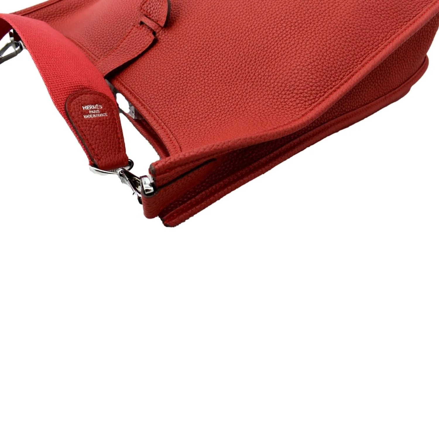 HERMES Evelyne III Clemence Leather Crossbody Bag Red