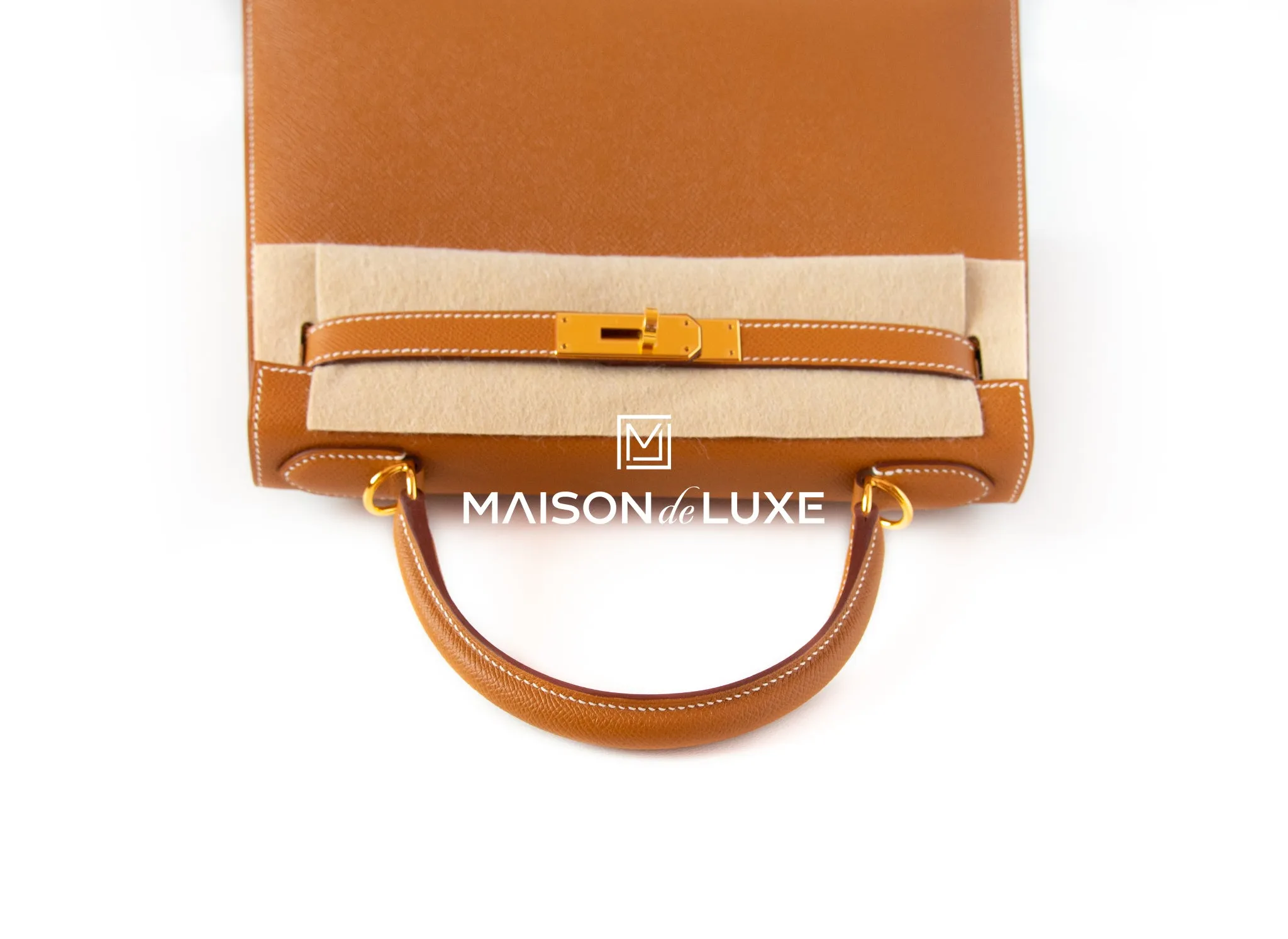 Hermes Gold Sellier Epsom Kelly 28 Handbag