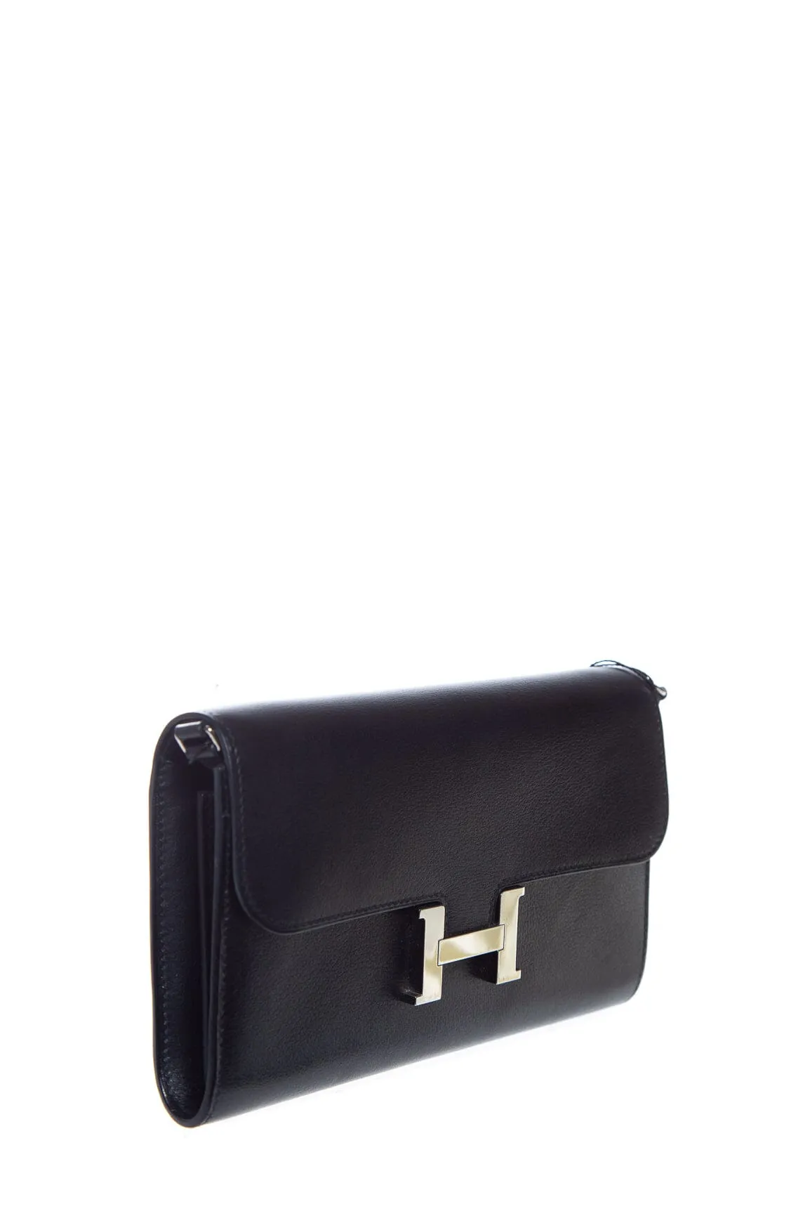 Hermès 2023 Black Leather Constance Wallet To Go Handbag