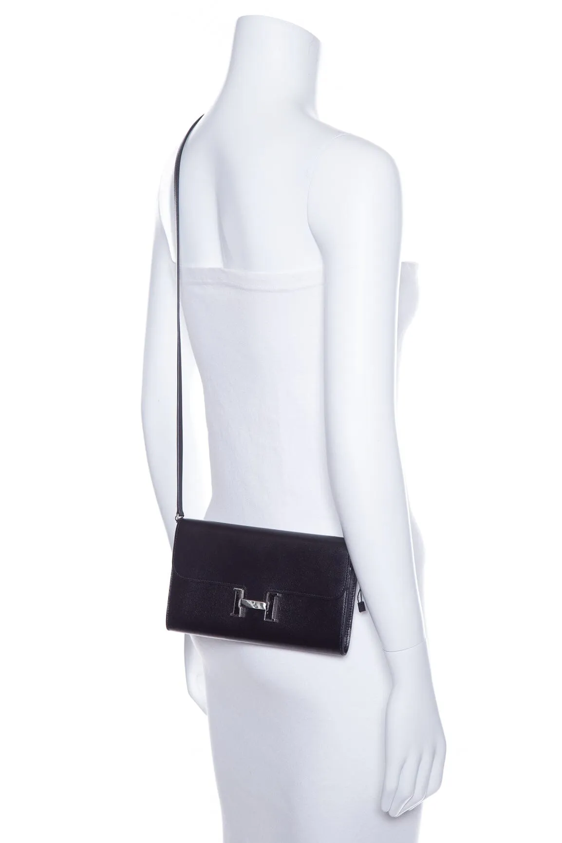 Hermès 2023 Black Leather Constance Wallet To Go Handbag