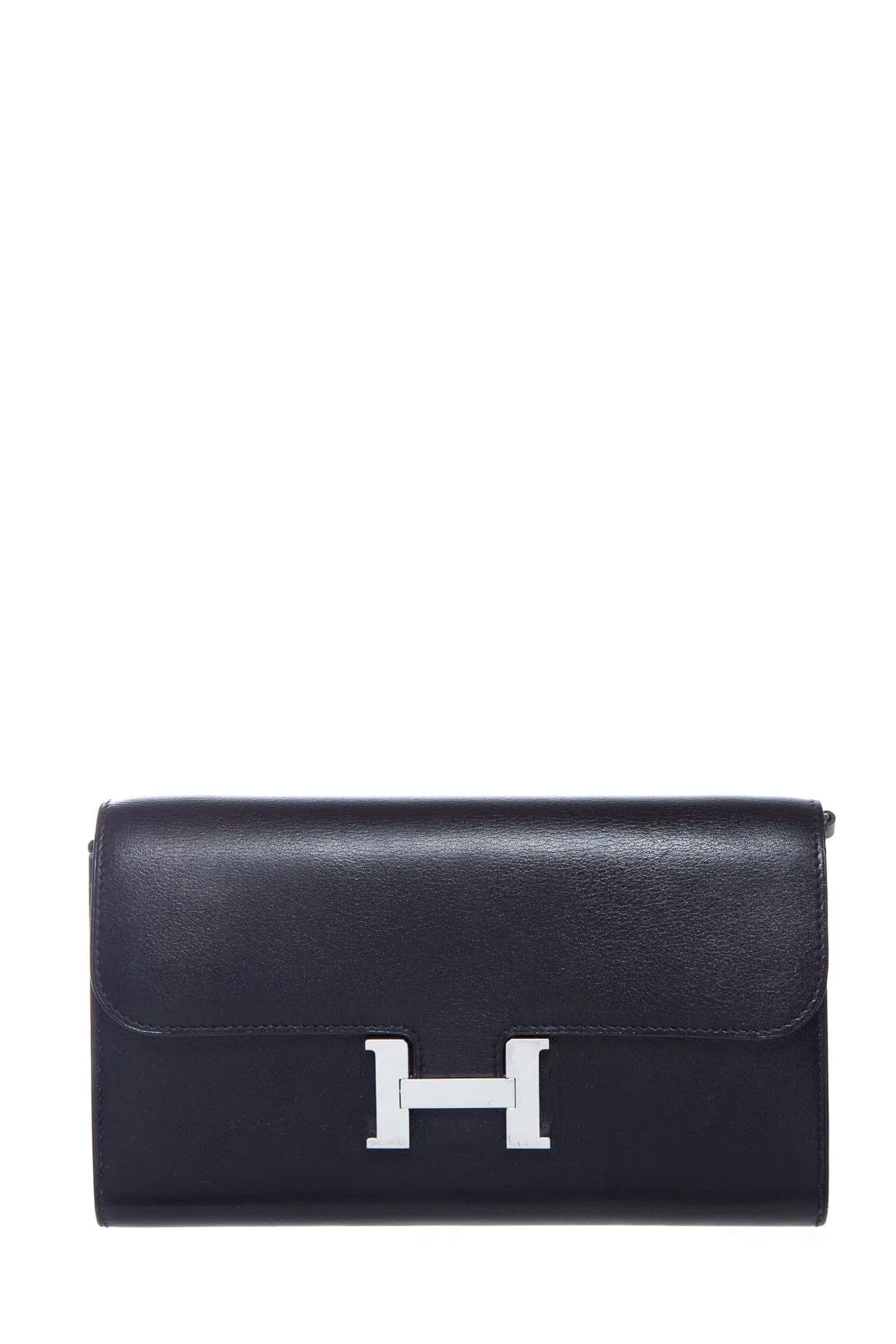 Hermès 2023 Black Leather Constance Wallet To Go Handbag