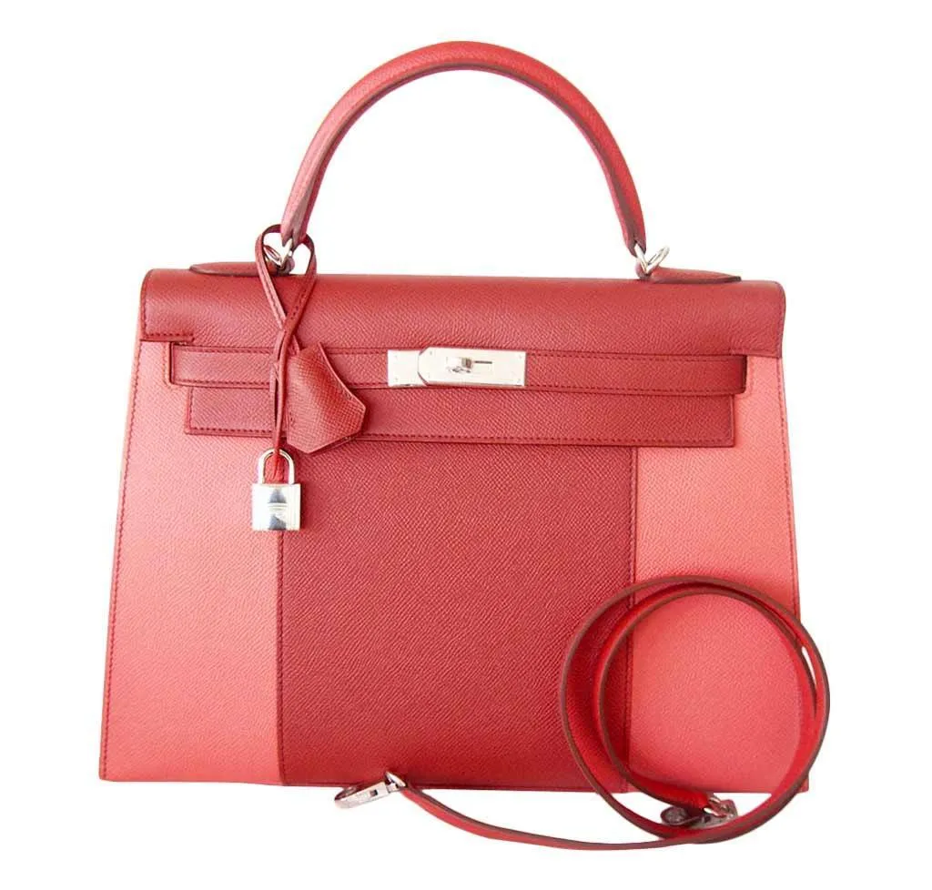 Hermès Kelly 32 Sellier Flag Red Pink Bag