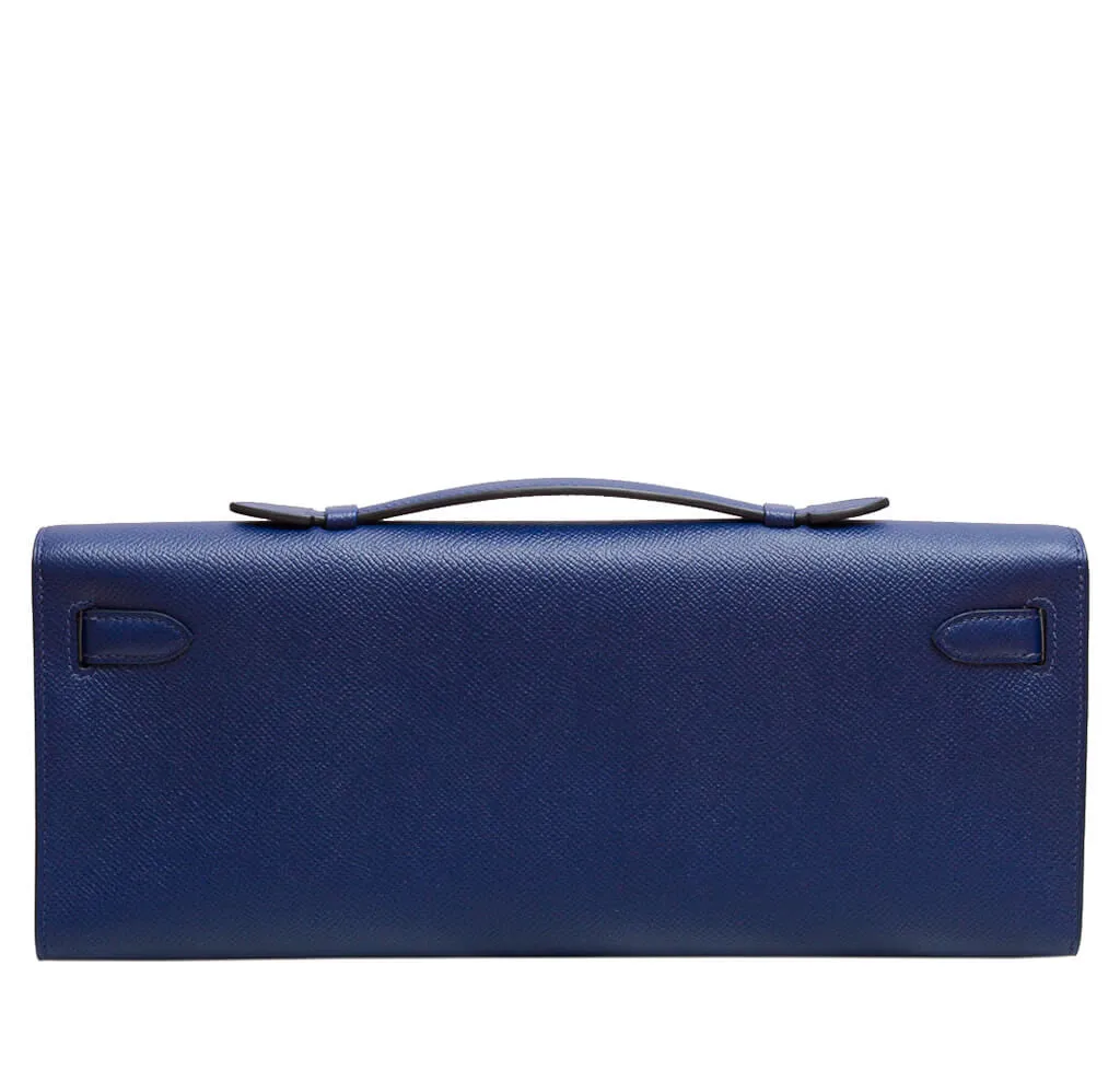 Hermès Kelly Cut Clutch Bag Blue Epsom Leather