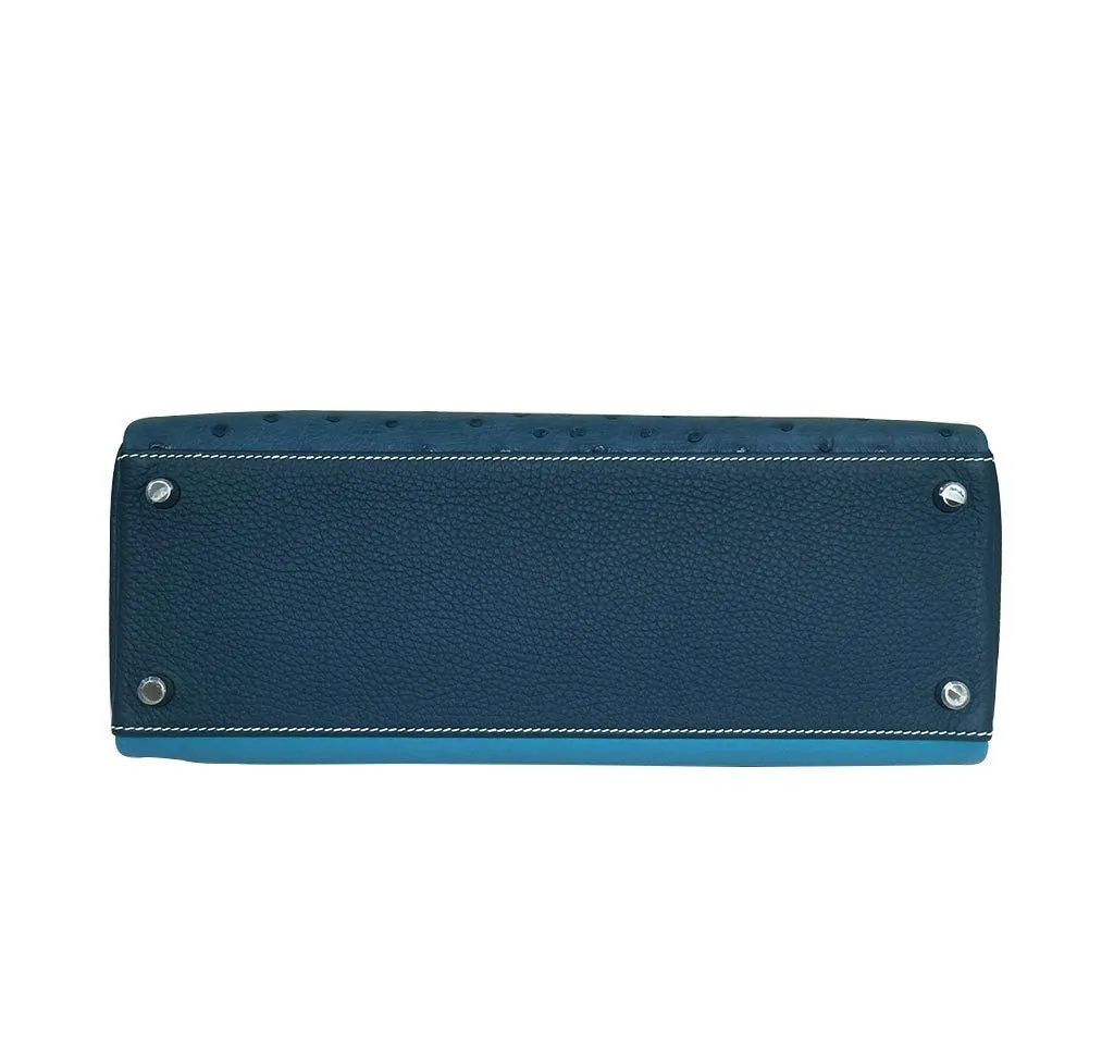 Hermès Limited Edition Kelly 32 Blue Green Bag