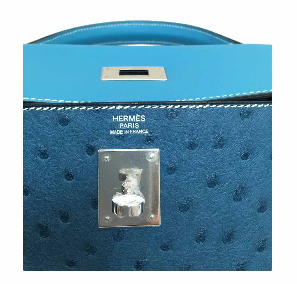 Hermès Limited Edition Kelly 32 Blue Green Bag