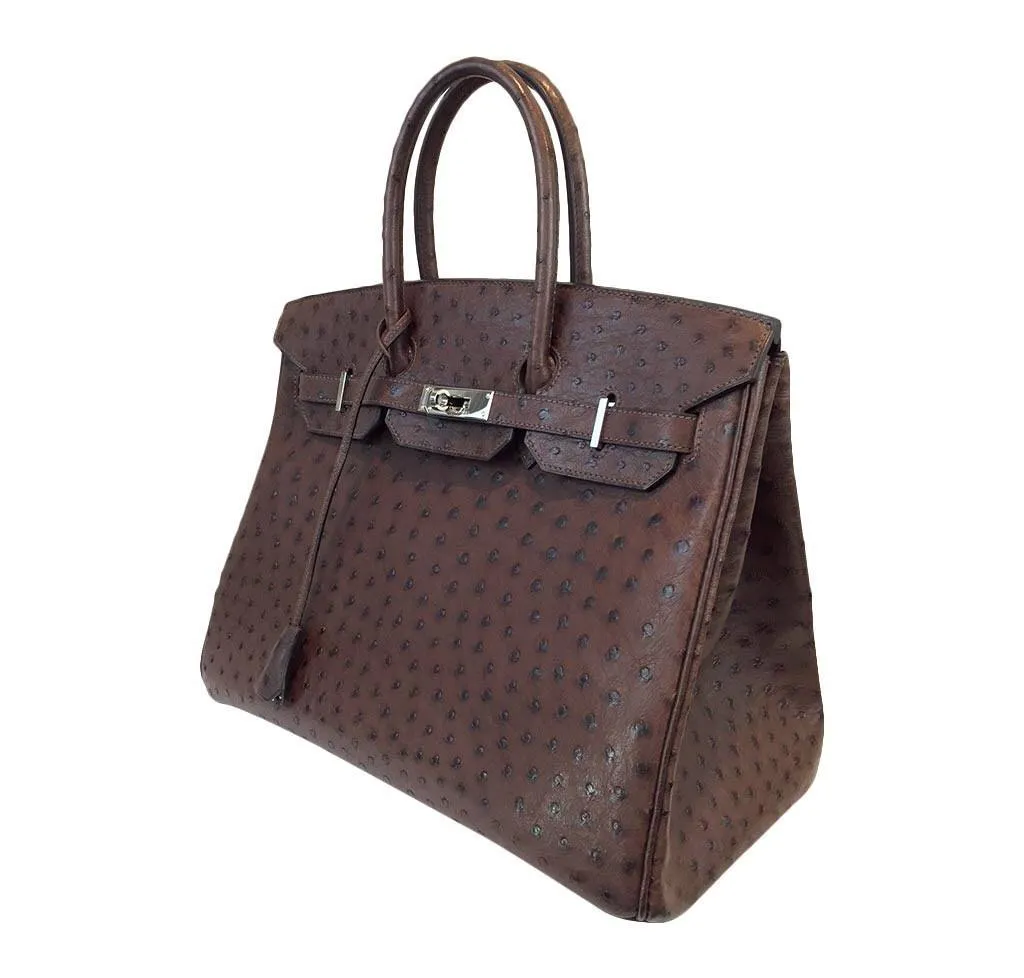 Hermès Marron Fonce Birkin Ostrich Bag