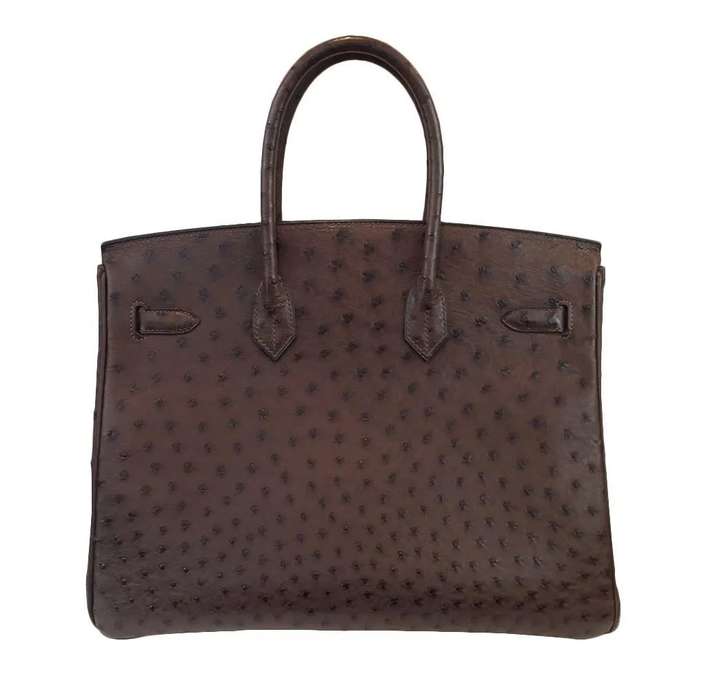 Hermès Marron Fonce Birkin Ostrich Bag