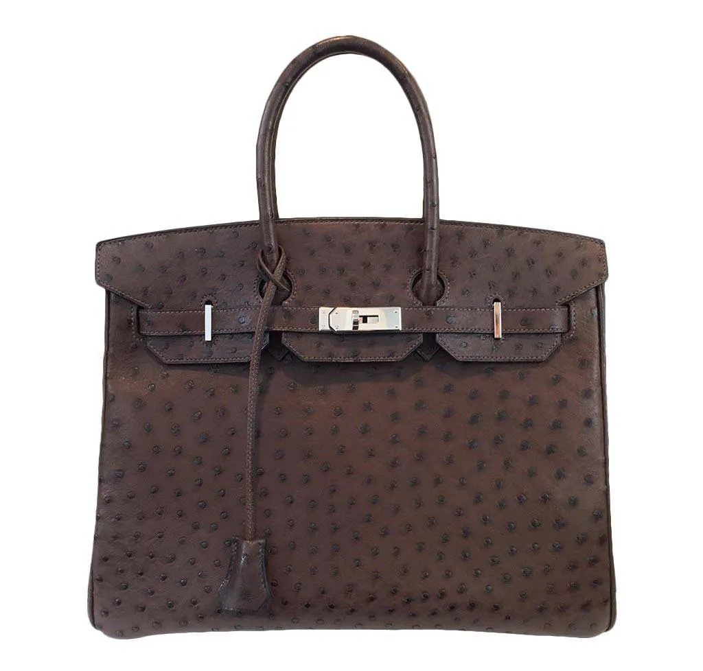 Hermès Marron Fonce Birkin Ostrich Bag