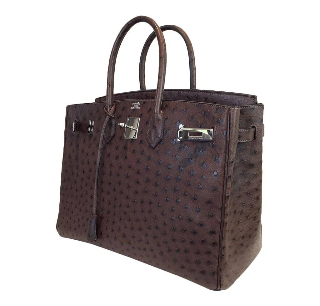 Hermès Marron Fonce Birkin Ostrich Bag