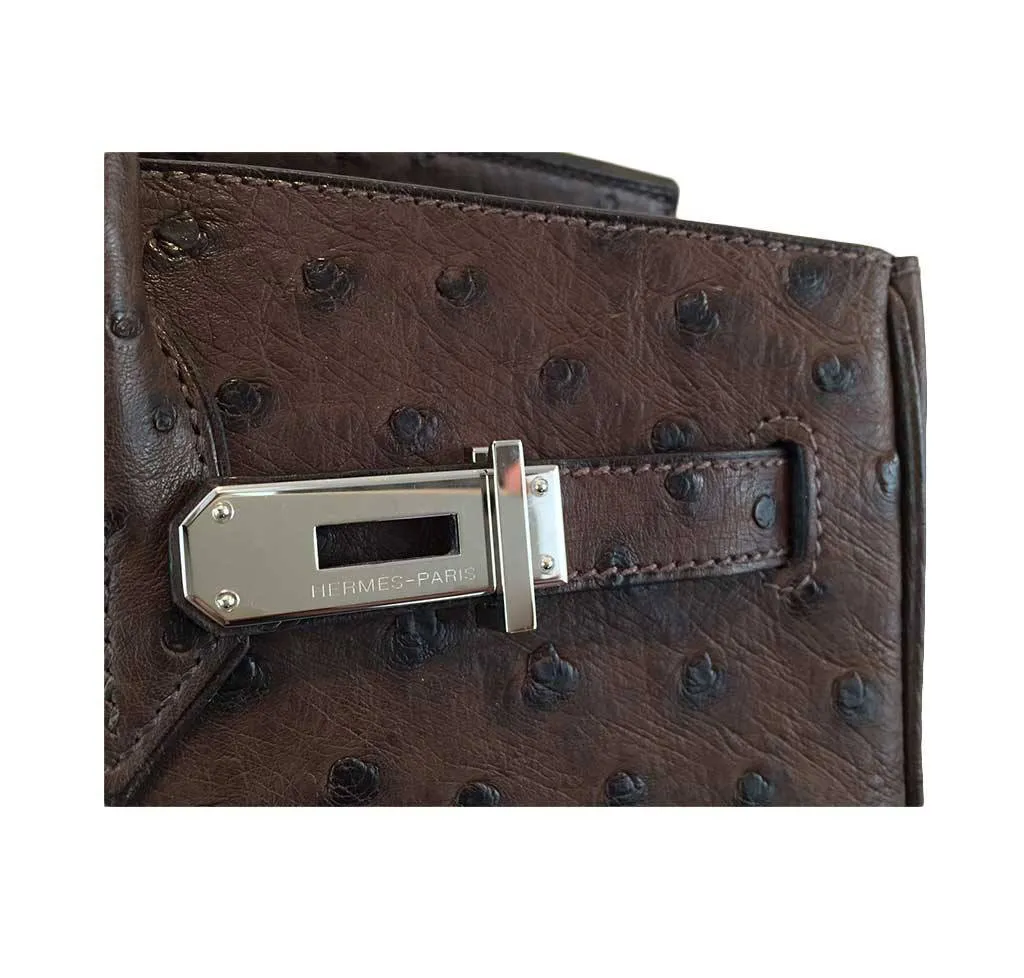 Hermès Marron Fonce Birkin Ostrich Bag
