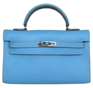 Hermès Tiny Kelly Blue Celeste Epsom Leather