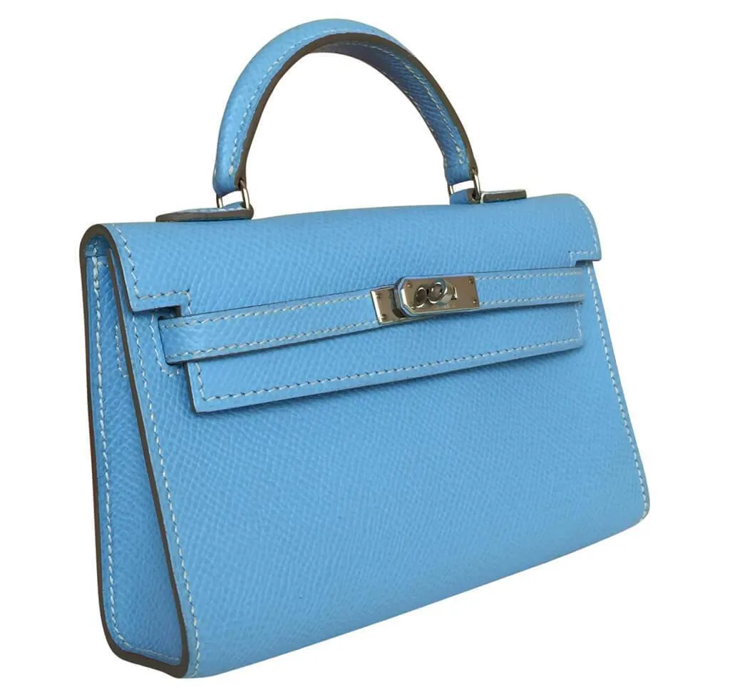Hermès Tiny Kelly Blue Celeste Epsom Leather