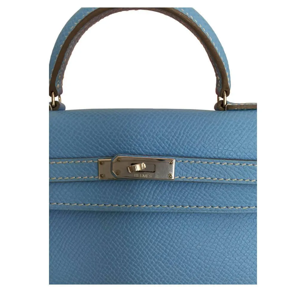 Hermès Tiny Kelly Blue Celeste Epsom Leather