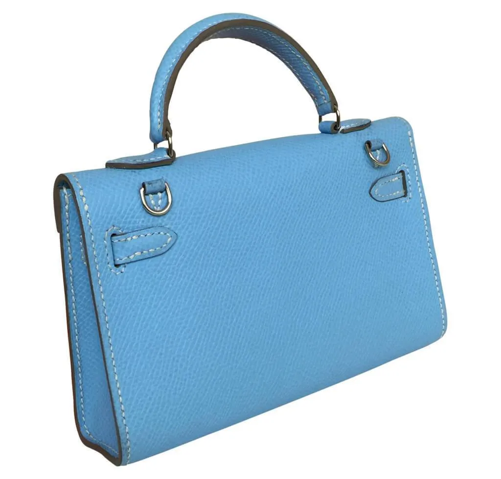 Hermès Tiny Kelly Blue Celeste Epsom Leather