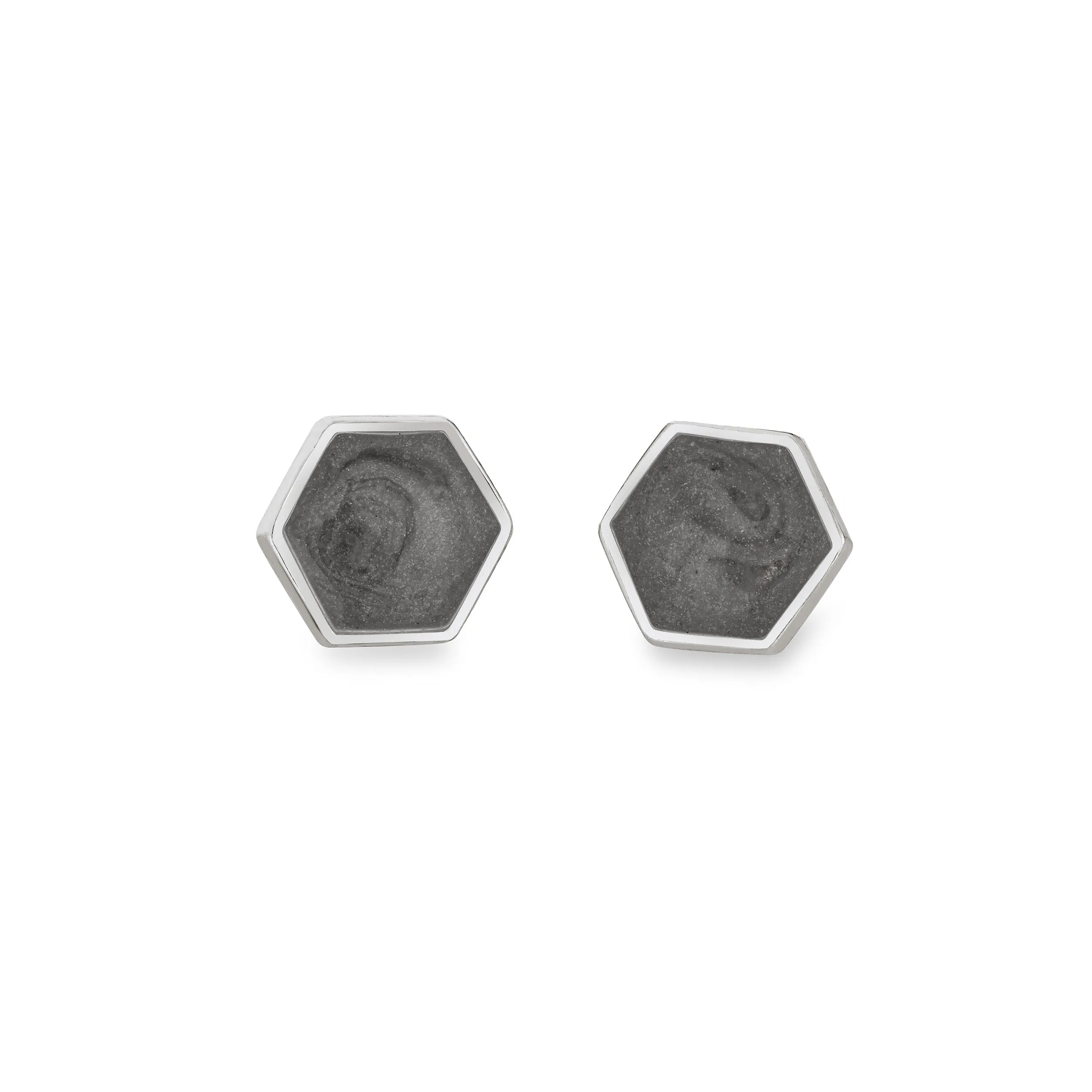 Hexagon Stud Cremation Earrings in Sterling Silver