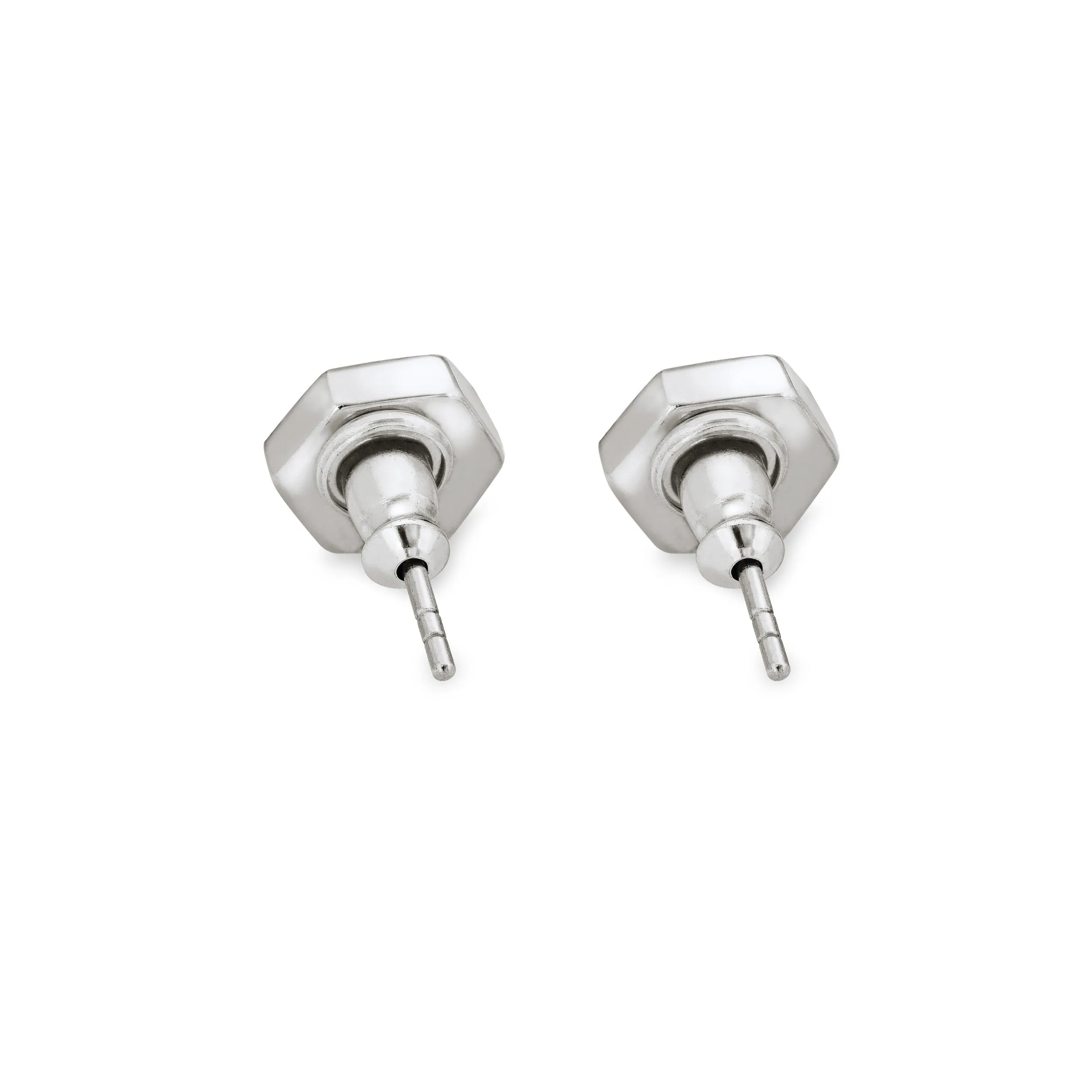 Hexagon Stud Cremation Earrings in Sterling Silver