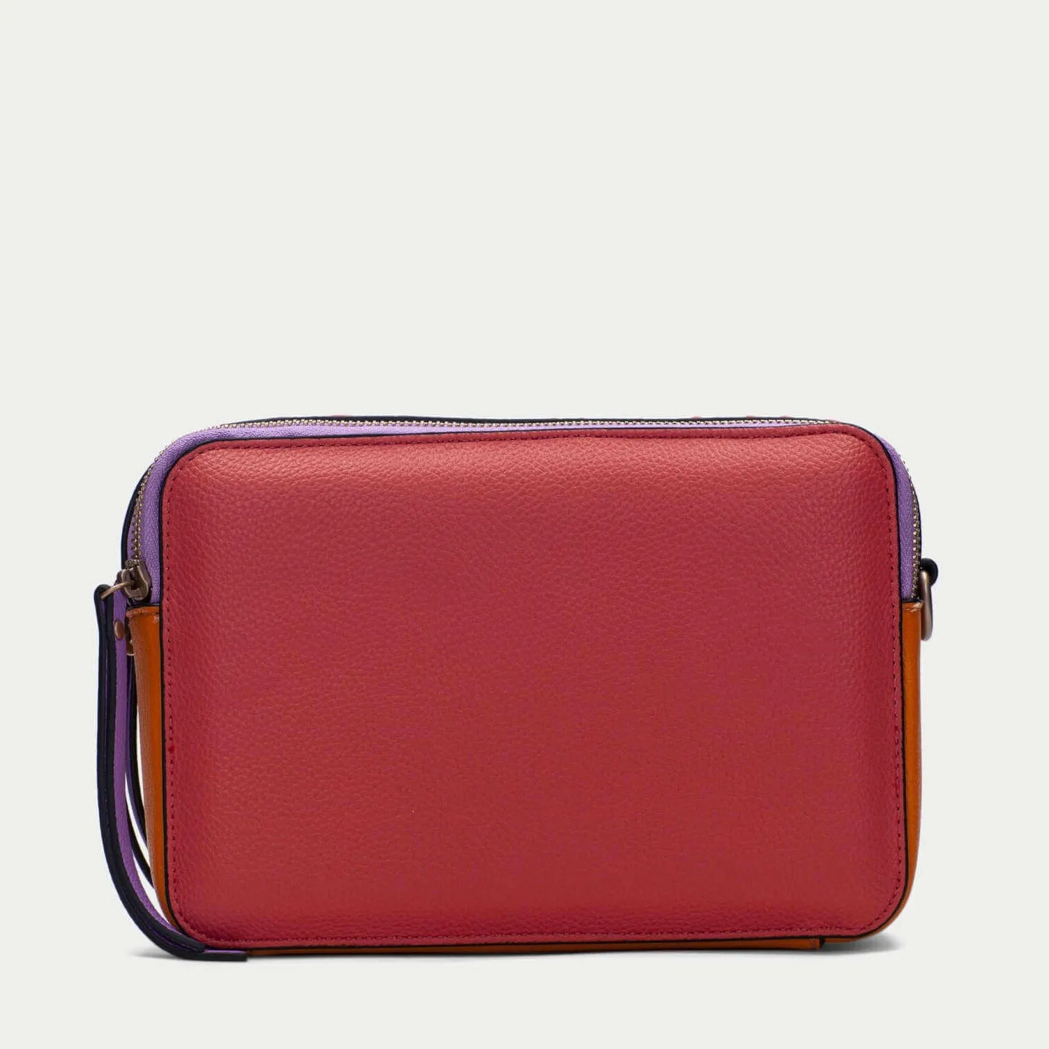 Hispanitas Red Multi Leather Branded Crossbody Strap Bag
