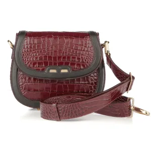 Holmes in Bordeaux Croc with Black Trim