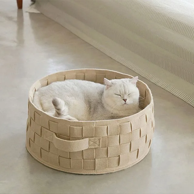 Home Cotton with velvet Cat Bed Basket Nest Cotton Rope Pet Sleeping Bed House Scratching Mat Pad