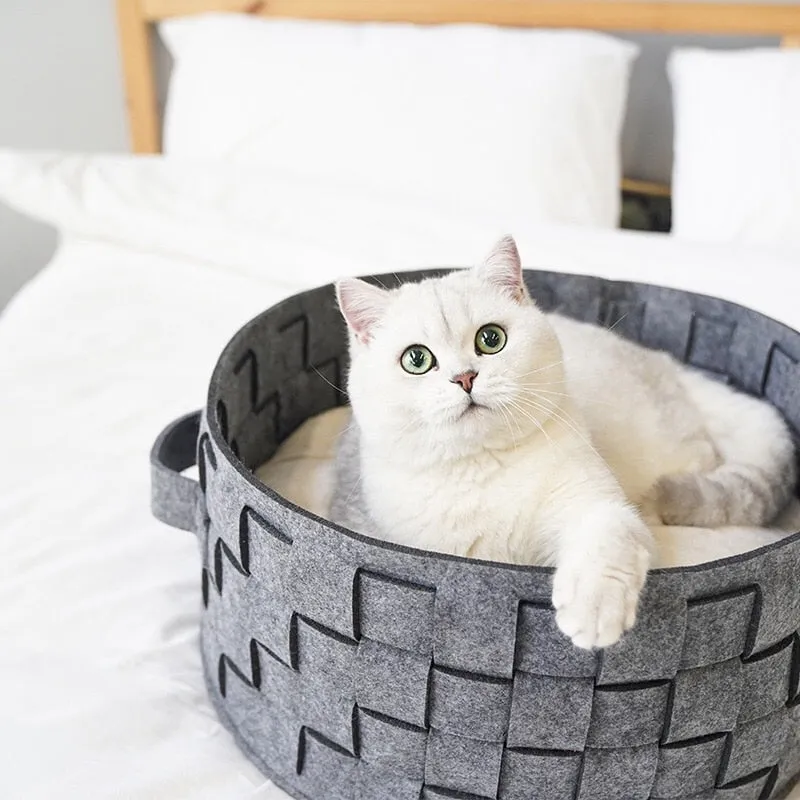 Home Cotton with velvet Cat Bed Basket Nest Cotton Rope Pet Sleeping Bed House Scratching Mat Pad